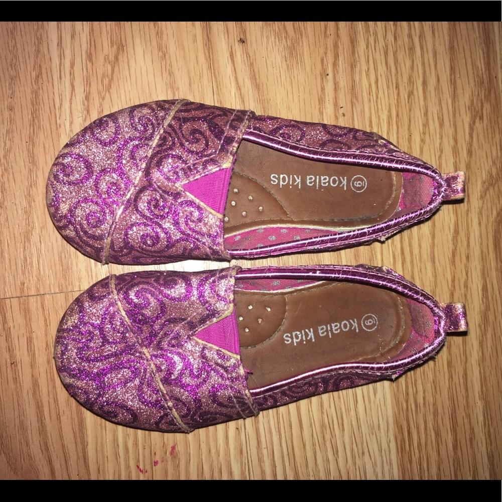 Purple sparkly girls slip on shoes